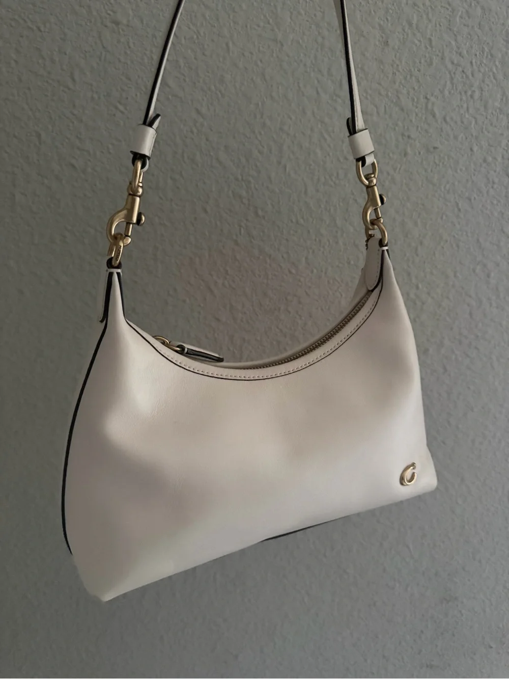 Coach Small Shoulder Bag in Chalk White with Gold Hardware